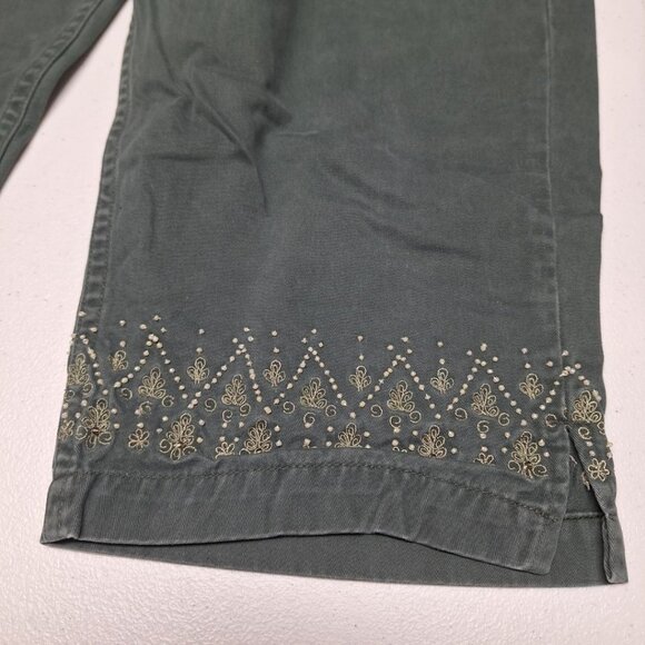 Christopher and Banks Capri Pants Beaded Cropped Green Embelished Womens 14 - Picture 6 of 7